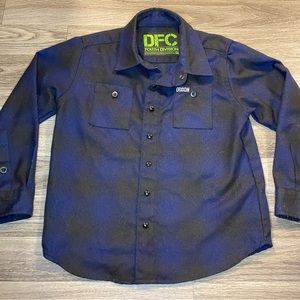 Dixxon Blue Black Flannel Long Sleeve Button Up Top